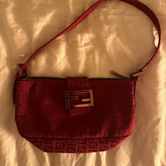 Fendi zucchino baguette red bag handbag - Picture 4 of 6